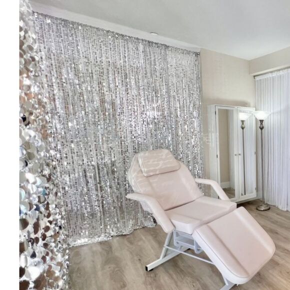 WEDDING DECORATIONS Bubbles Beaded Curtain - Silver 3 ft x 6 ft - Picture 5 of 15